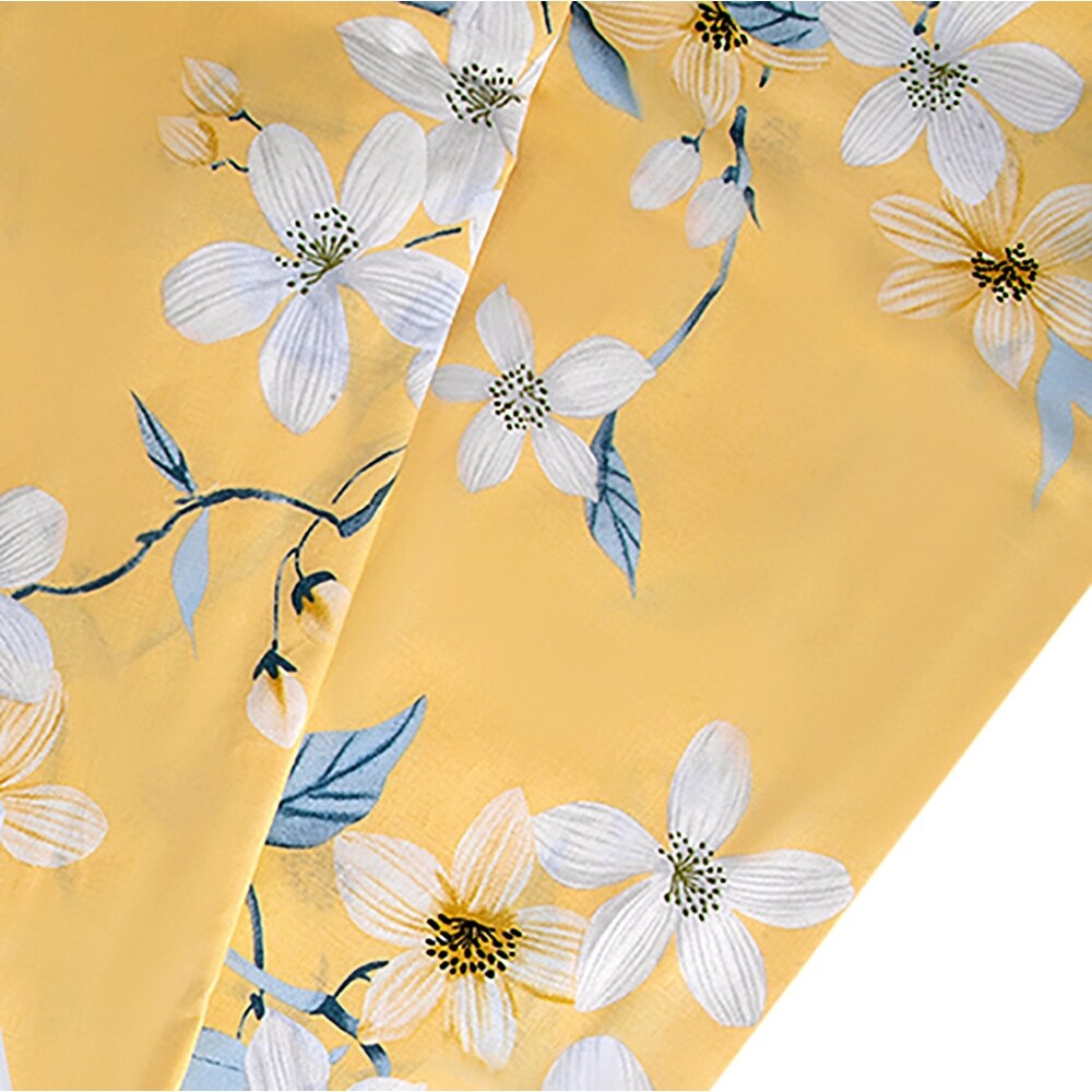 Bahar Cherry Blossom Yellow and Grey Cotton Duvet Cover Set
