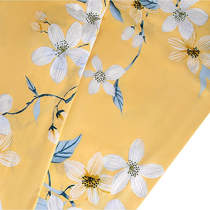 Bahar Cherry Blossom Yellow and Grey Cotton Duvet Cover Set