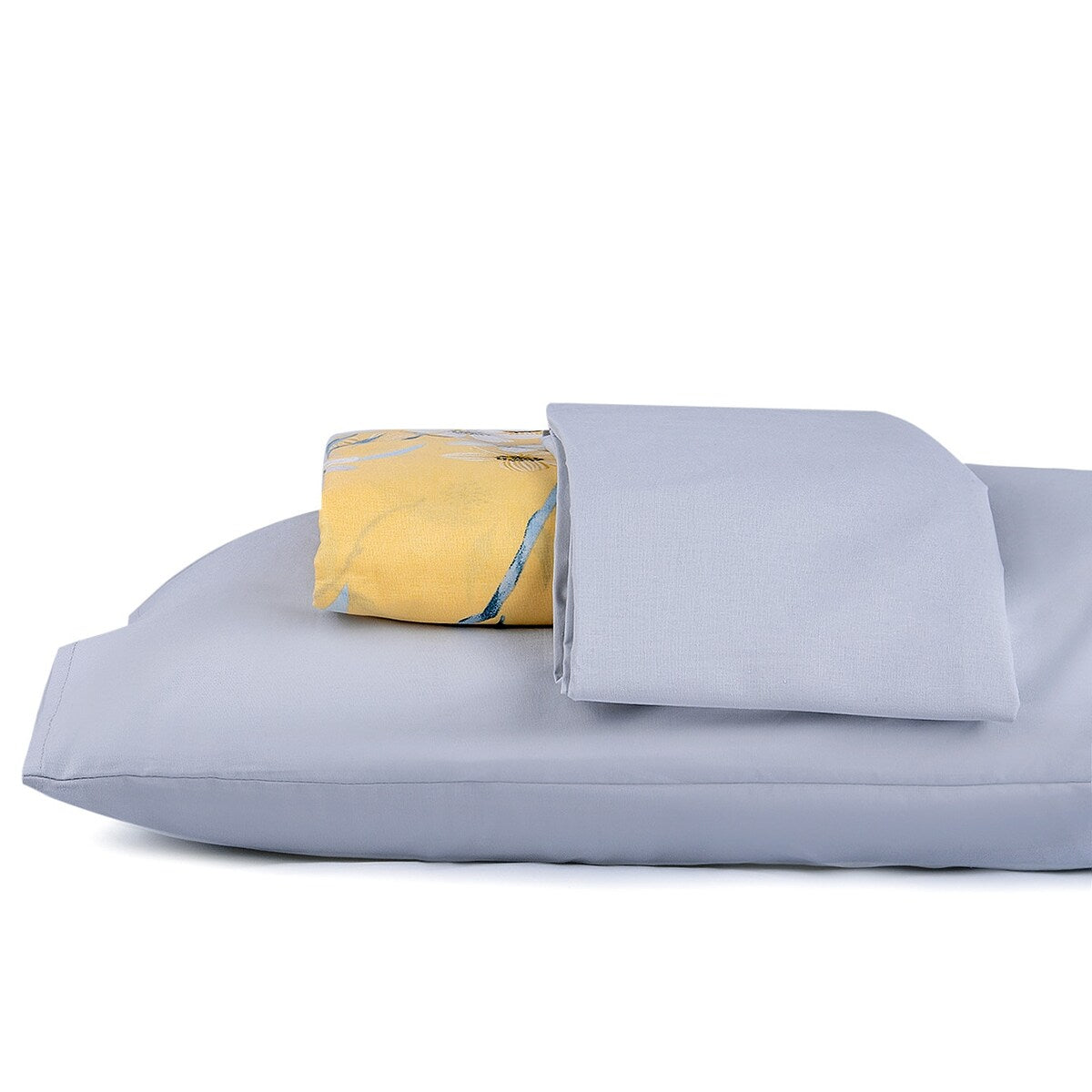 Bahar Cherry Blossom Yellow and Grey Cotton Duvet Cover Set