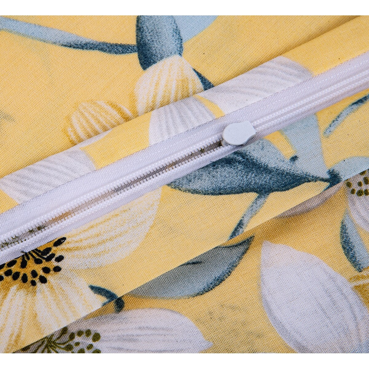 Bahar Cherry Blossom Yellow and Grey Cotton Duvet Cover Set