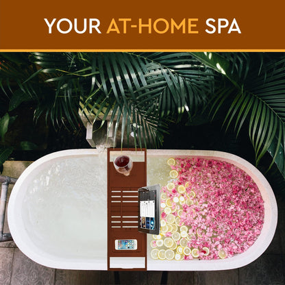 Bathtub Tray for Tub - Adjustable Bamboo Bath Tray for Tub - Collapsible Bathtub Caddy Bath Tub Tray Wood - Bath Accessories