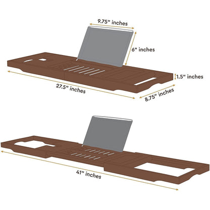 Bathtub Tray for Tub - Adjustable Bamboo Bath Tray for Tub - Collapsible Bathtub Caddy Bath Tub Tray Wood - Bath Accessories