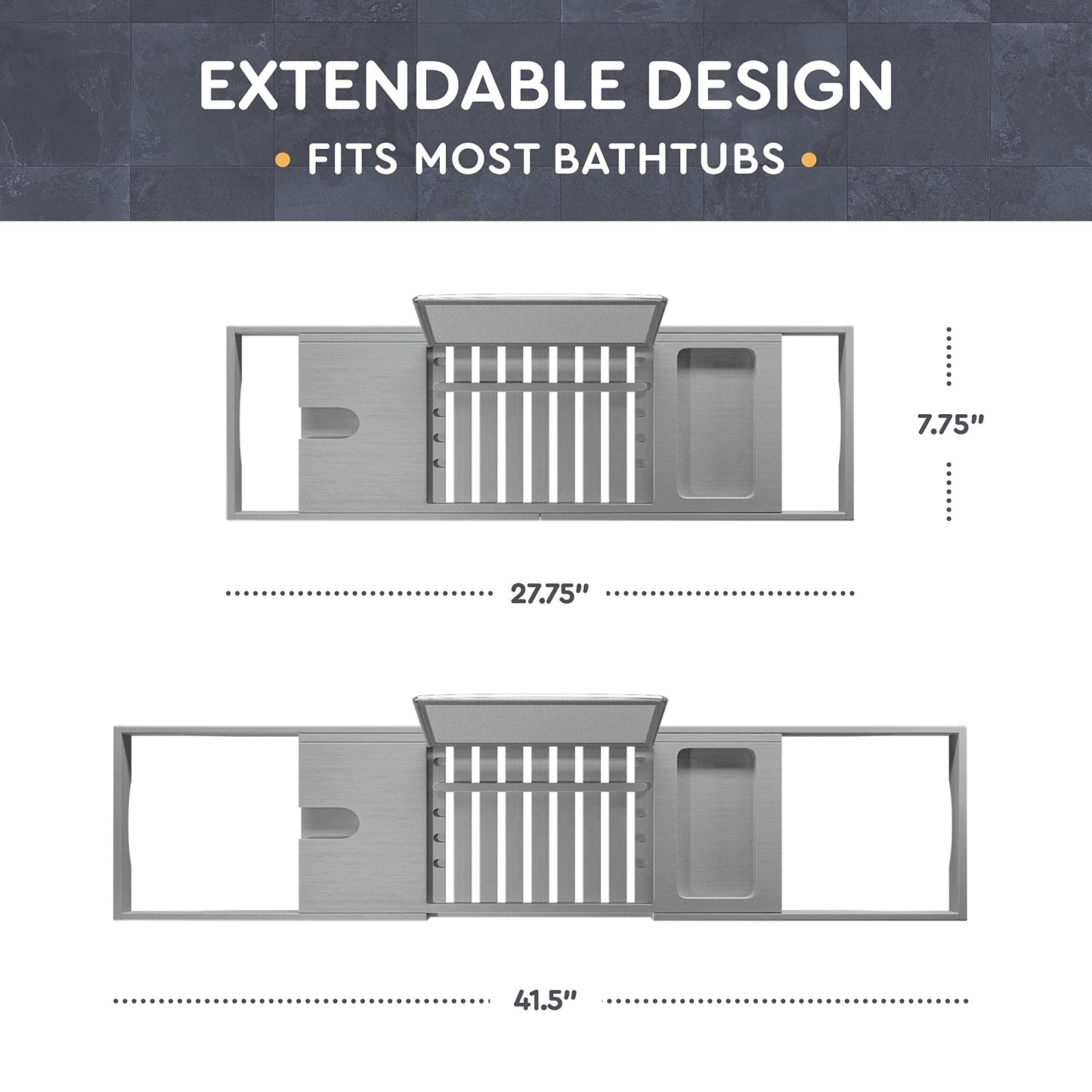 Bathtub Tray for Tub - Adjustable Bamboo Bath Tray for Tub - Collapsible Bathtub Caddy Bath Tub Tray Wood - Bath Accessories