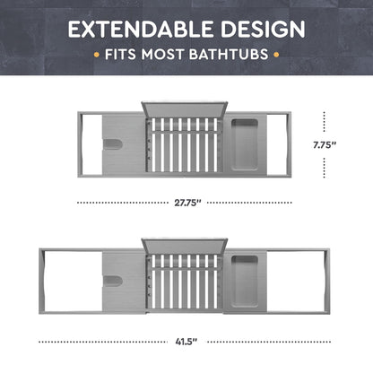 Bathtub Tray for Tub - Adjustable Bamboo Bath Tray for Tub - Collapsible Bathtub Caddy Bath Tub Tray Wood - Bath Accessories