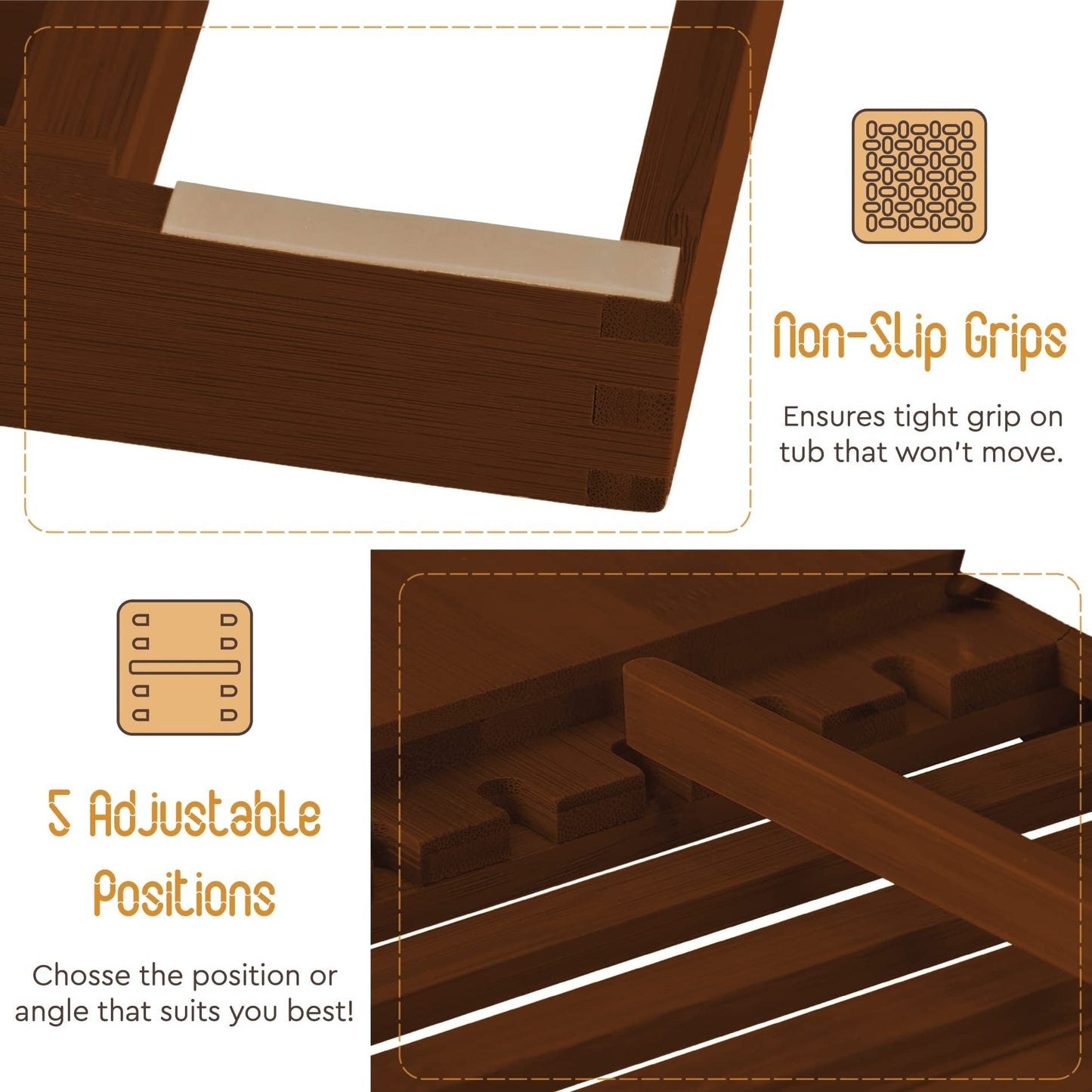 Bathtub Tray for Tub - Adjustable Bamboo Bath Tray for Tub - Collapsible Bathtub Caddy Bath Tub Tray Wood - Bath Accessories