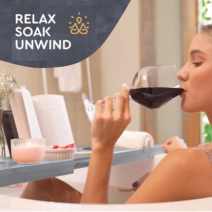 Bathtub Tray for Tub - Adjustable Bamboo Bath Tray for Tub - Collapsible Bathtub Caddy Bath Tub Tray Wood - Bath Accessories