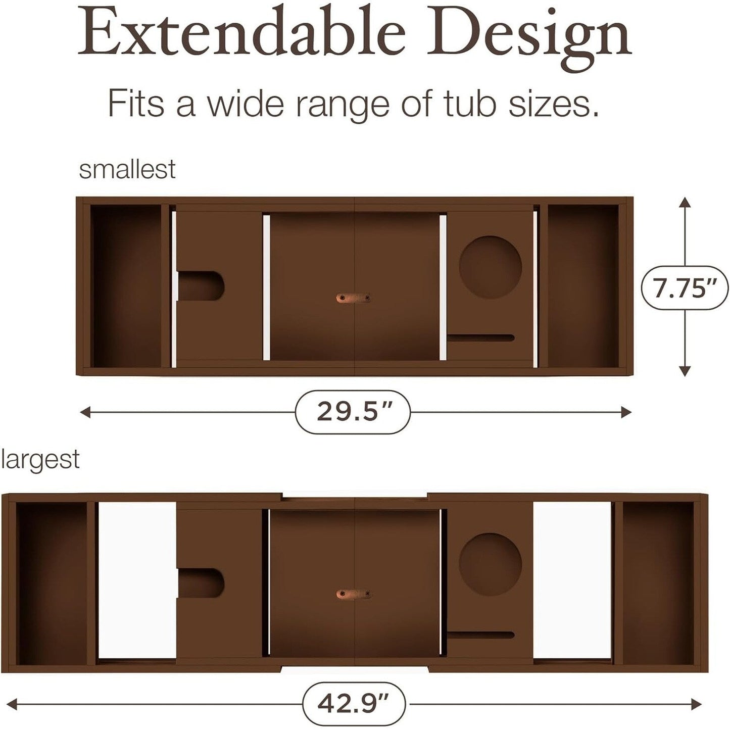 Bamboo Bathtub Tray for Tub - Expandable Bath Tray, Book & Tablet Holder - Bath Table, Tub Tray, Bathtub Caddy, Foldable Design