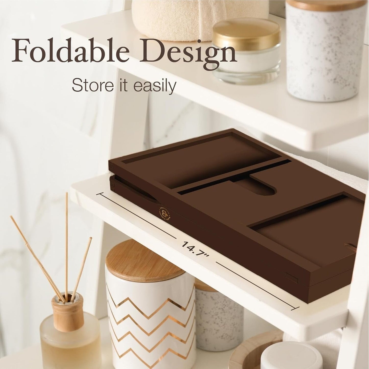 Bamboo Bathtub Tray for Tub - Expandable Bath Tray, Book & Tablet Holder - Bath Table, Tub Tray, Bathtub Caddy, Foldable Design