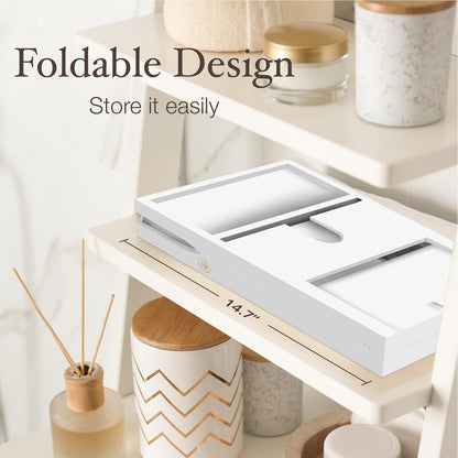 Bamboo Bathtub Tray for Tub - Expandable Bath Tray, Book & Tablet Holder - Bath Table, Tub Tray, Bathtub Caddy, Foldable Design