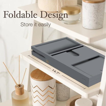 Bamboo Bathtub Tray for Tub - Expandable Bath Tray, Book & Tablet Holder - Bath Table, Tub Tray, Bathtub Caddy, Foldable Design