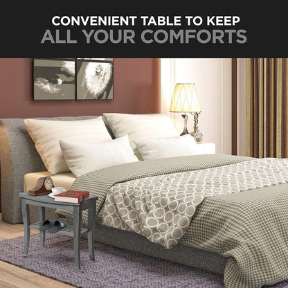 Bamboo Shower Bench Spa Stool - Wood 2-Tier Seat, Foot Rest Shaving Stool with Non-Slip Feet + Storage Shelf