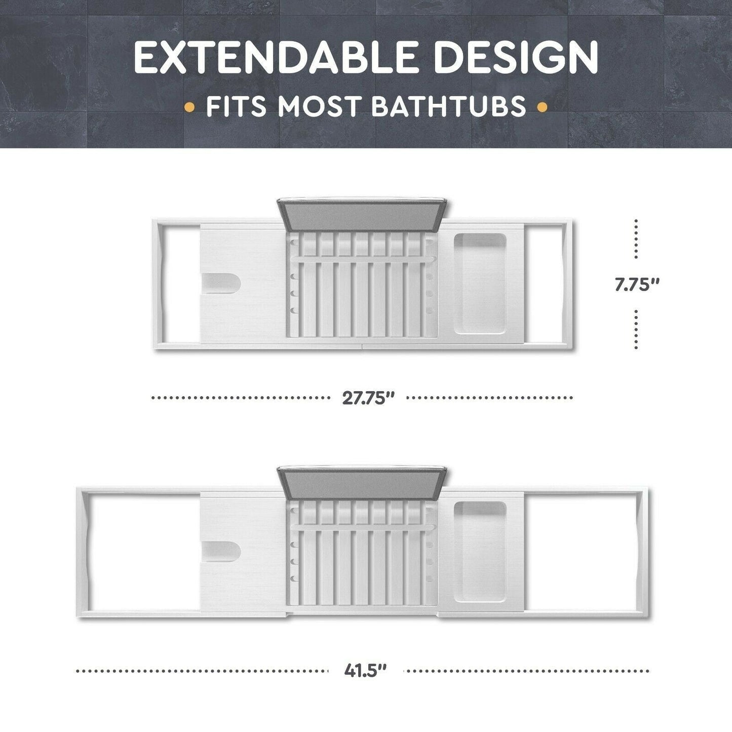 Bathtub Tray for Tub - Adjustable Bamboo Bath Tray for Tub - Collapsible Bathtub Caddy Bath Tub Tray Wood - Bath Accessories