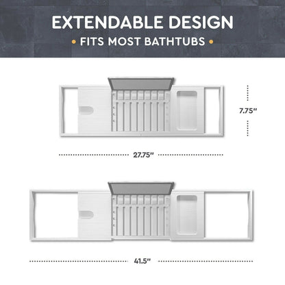 Bathtub Tray for Tub - Adjustable Bamboo Bath Tray for Tub - Collapsible Bathtub Caddy Bath Tub Tray Wood - Bath Accessories