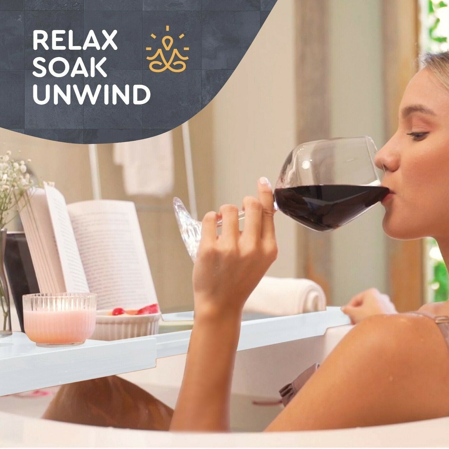 Bathtub Tray for Tub - Adjustable Bamboo Bath Tray for Tub - Collapsible Bathtub Caddy Bath Tub Tray Wood - Bath Accessories