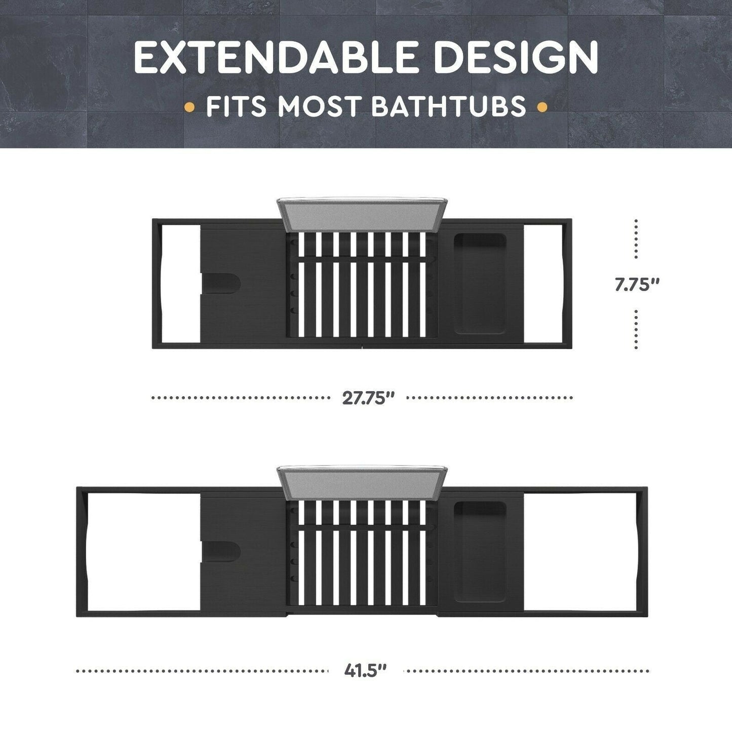 Bathtub Tray for Tub - Adjustable Bamboo Bath Tray for Tub - Collapsible Bathtub Caddy Bath Tub Tray Wood - Bath Accessories