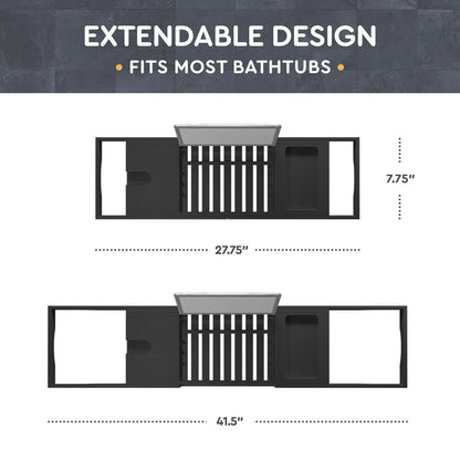 Bathtub Tray for Tub - Adjustable Bamboo Bath Tray for Tub - Collapsible Bathtub Caddy Bath Tub Tray Wood - Bath Accessories