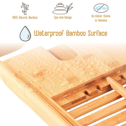 Bathtub Tray for Tub - Adjustable Bamboo Bath Tray for Tub - Collapsible Bathtub Caddy Bath Tub Tray Wood - Bath Accessories