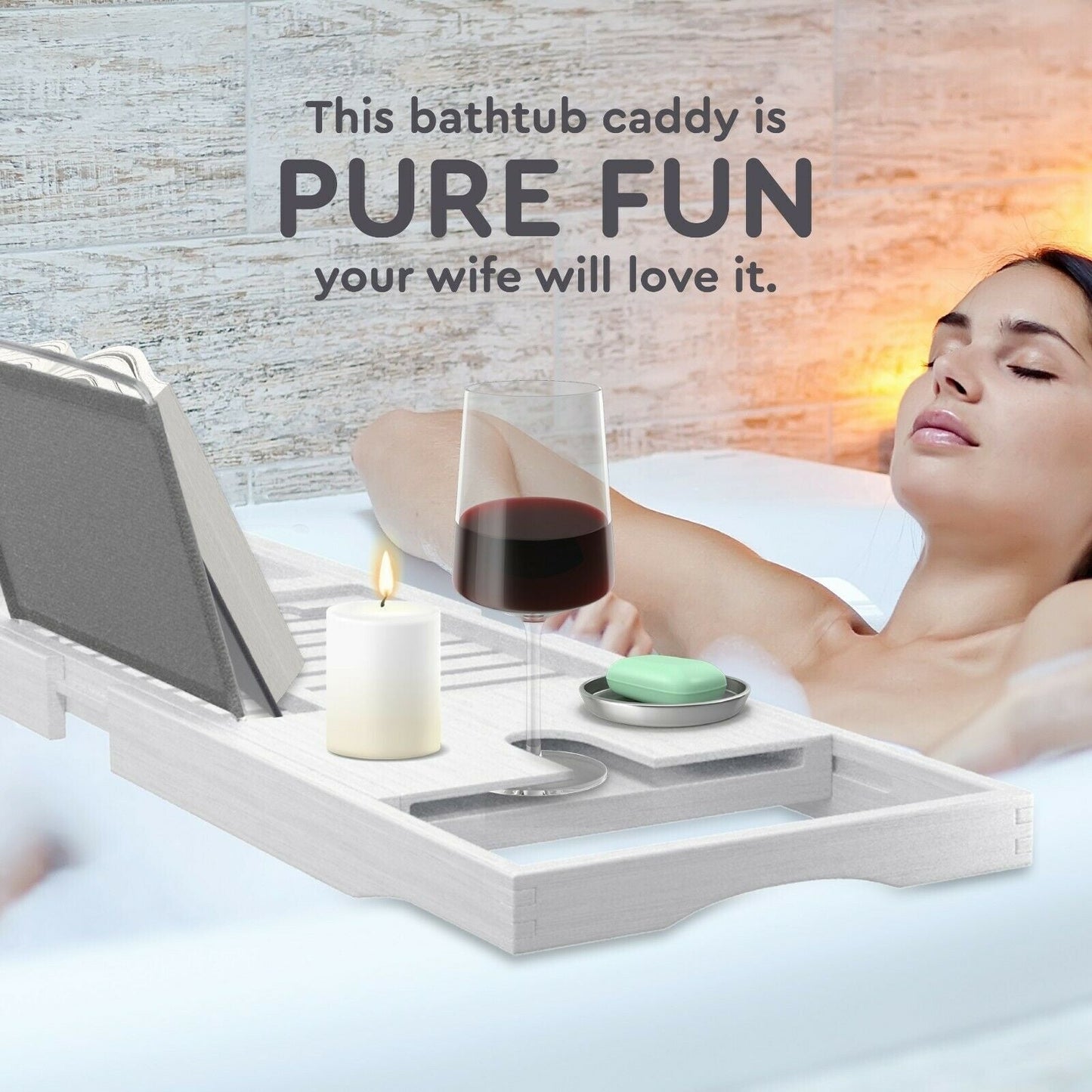 Bathtub Tray for Tub - Adjustable Bamboo Bath Tray for Tub - Collapsible Bathtub Caddy Bath Tub Tray Wood - Bath Accessories