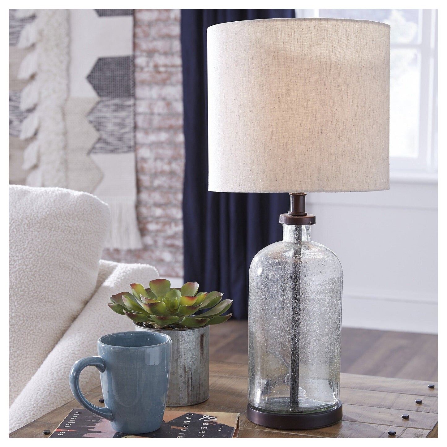 Bandile Modern Farmhouse Glass Table Lamp - 10W x 10D x 22H