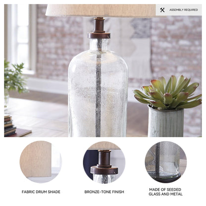 Bandile Modern Farmhouse Glass Table Lamp - 10W x 10D x 22H