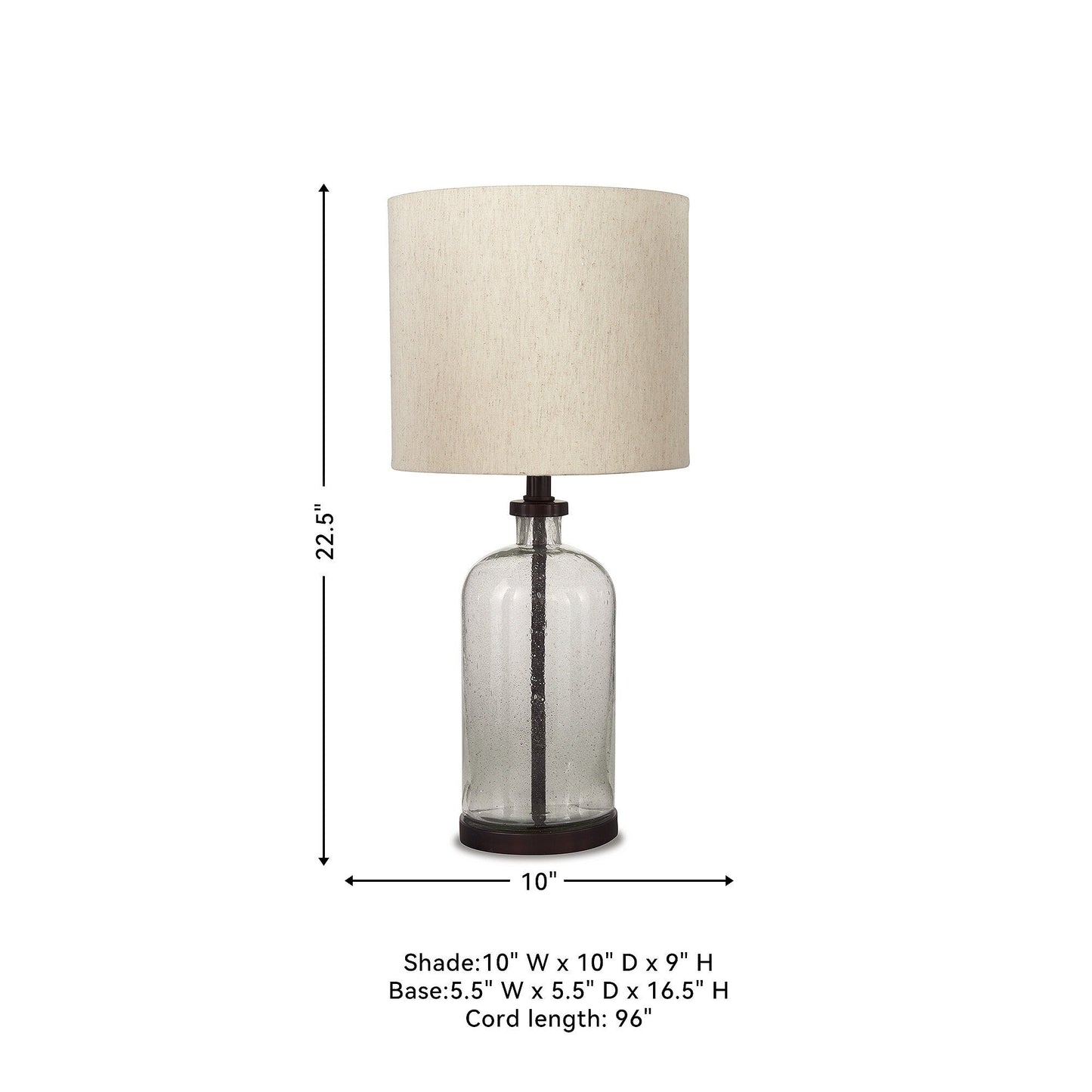 Bandile Modern Farmhouse Glass Table Lamp - 10W x 10D x 22H