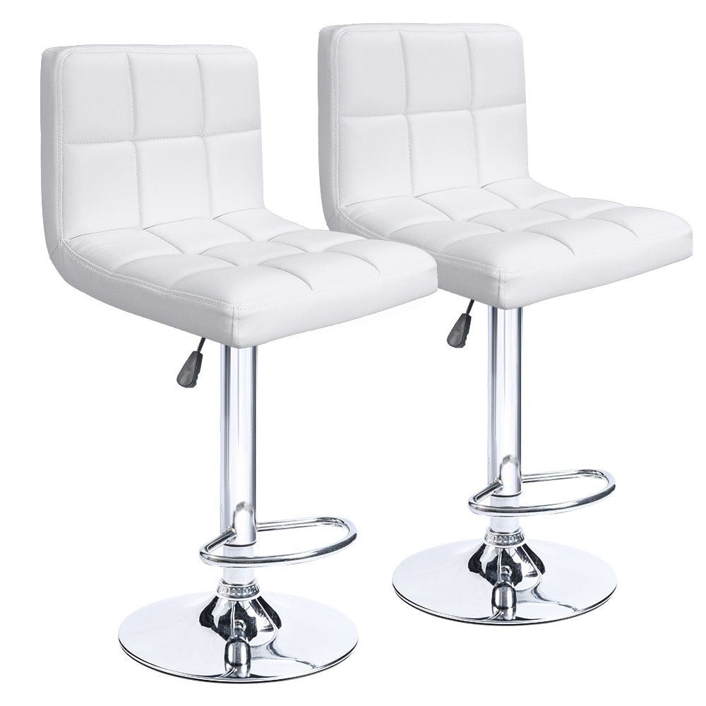 Bar Stools Adjustable Armless Swivel PU Leather Barstools Set of 2