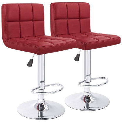 Bar Stools Adjustable Armless Swivel PU Leather Barstools Set of 2