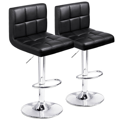 Bar Stools Adjustable Armless Swivel PU Leather Barstools Set of 2