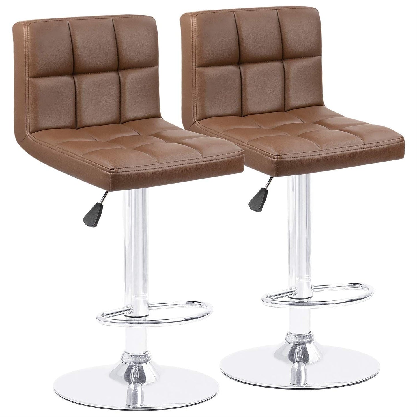 Bar Stools Adjustable Armless Swivel PU Leather Barstools Set of 2