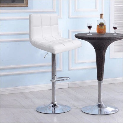 Bar Stools Adjustable Armless Swivel PU Leather Barstools Set of 2