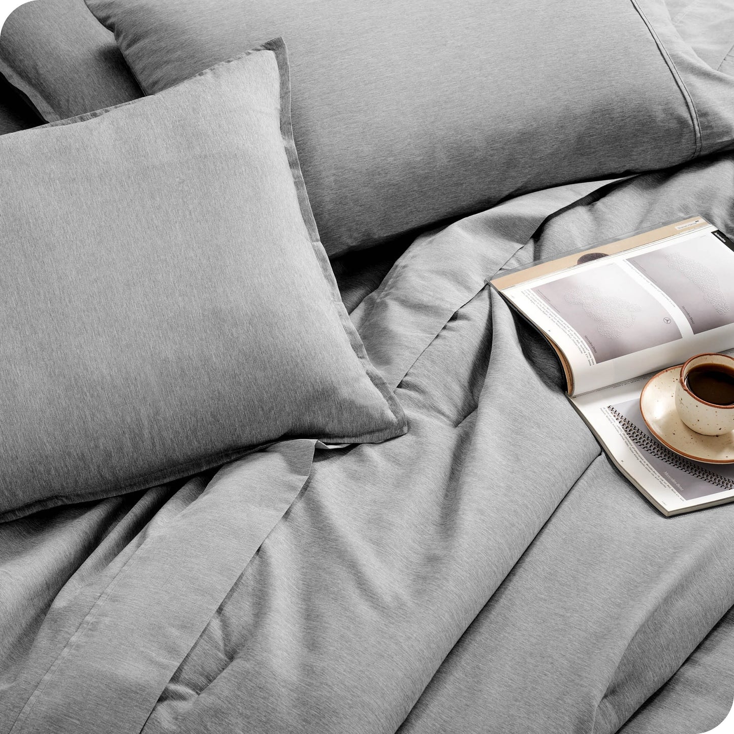 Bare Home Heathered Bed-in-a-Bag - Comforter Set & Sheet Set