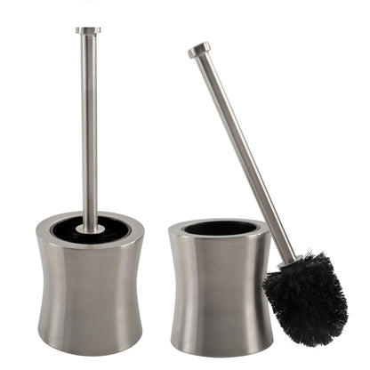 Bath Bliss 2 Pack Hour Glass Shaped Stainless Steel Toilet Brush and Holder - Dimensions: 4.5 Rd x 15.4