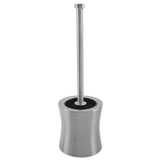 Bath Bliss Hour Glass Shaped Stainless Steel Toilet Brush and Holder - 4.5 Rd x 15.4