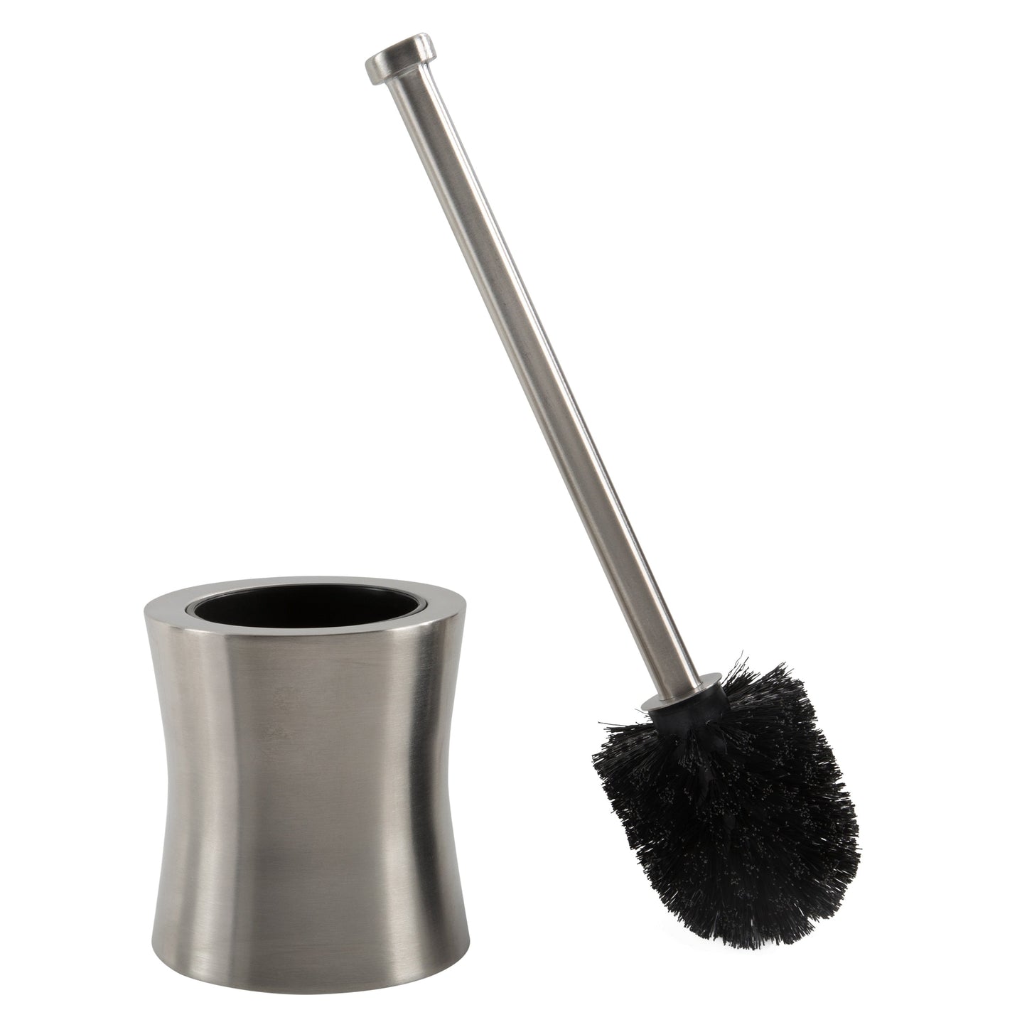 Bath Bliss Hour Glass Shaped Stainless Steel Toilet Brush and Holder - 4.5 Rd x 15.4