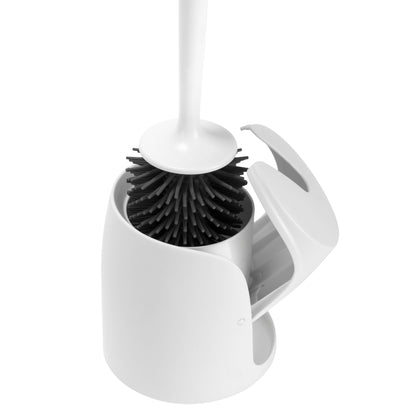 Bath Bliss Self Closing Lid Toilet Brush with Soft Rubber Bristles - 5x5x 17