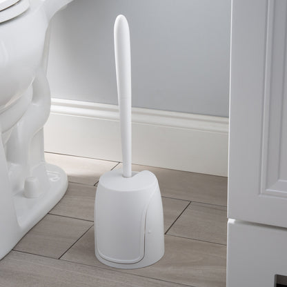 Bath Bliss Self Closing Lid Toilet Brush with Soft Rubber Bristles - 5x5x 17