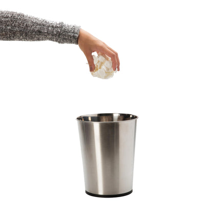 Bath Bliss Silver Stainless Steel Trash Can - 7.7 x 9.6