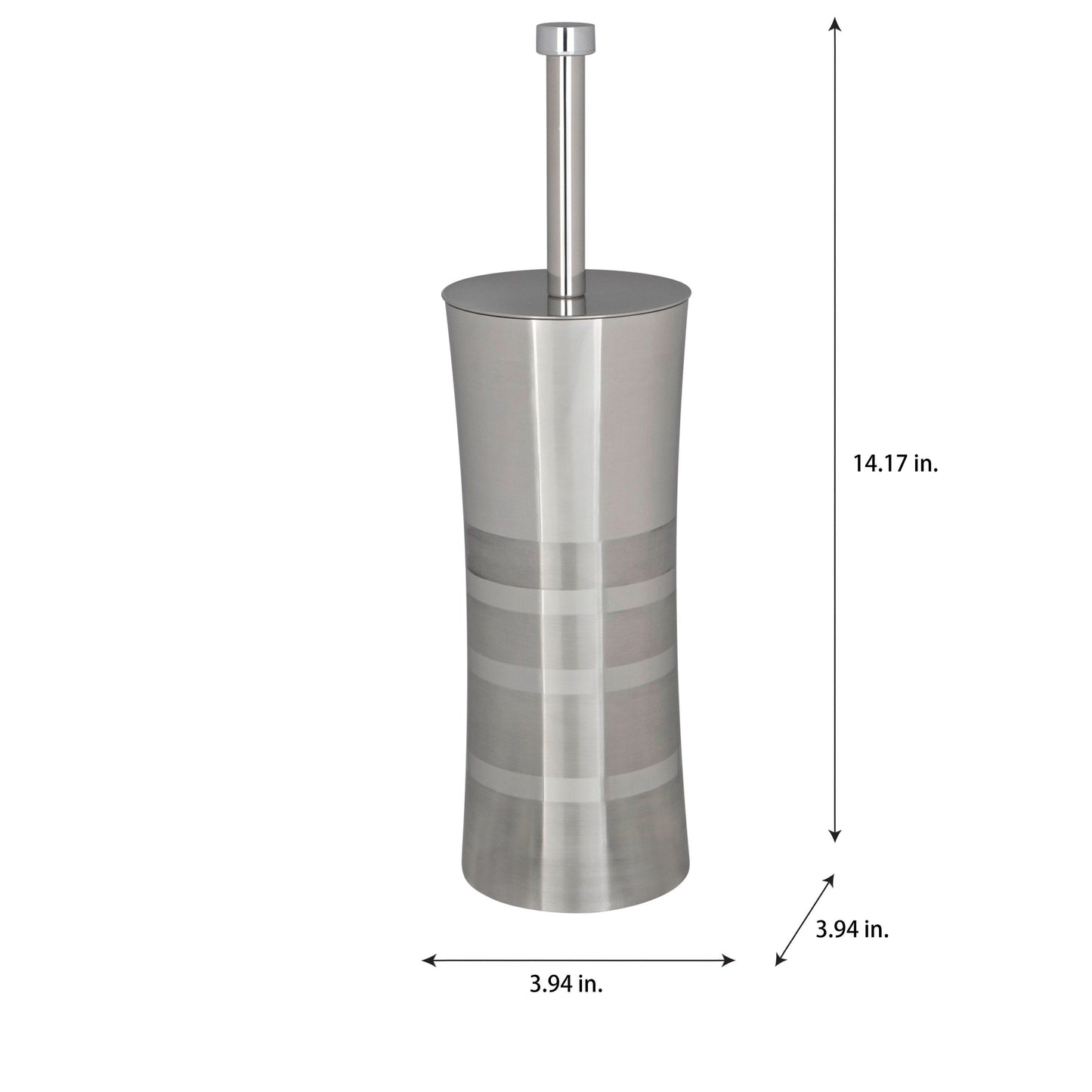 Bath Bliss Stainless Steel Toilet Brush and Holder in Two Tone - 3.94 x 3.94 x 14.17