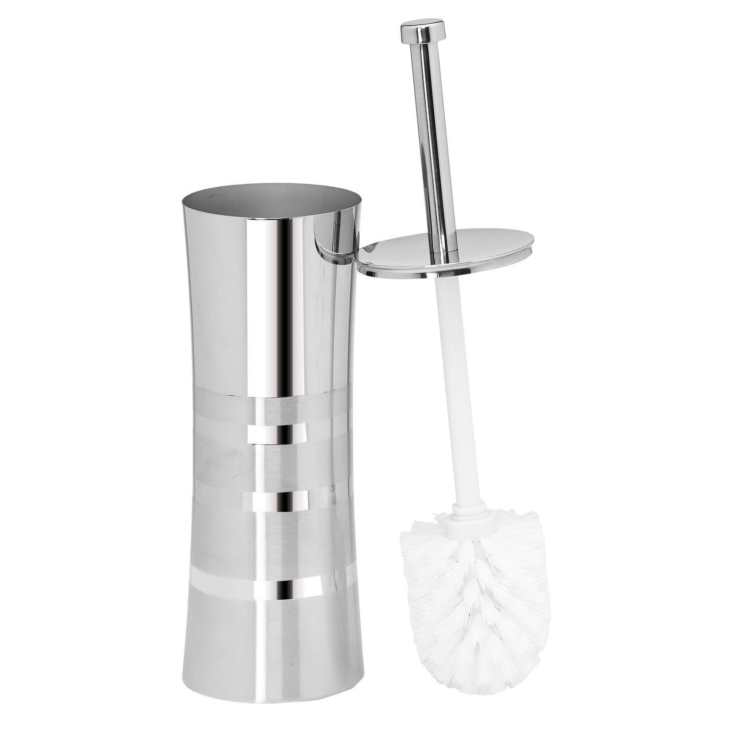 Bath Bliss Stainless Steel Toilet Brush and Holder in Two Tone - 3.94 x 3.94 x 14.17