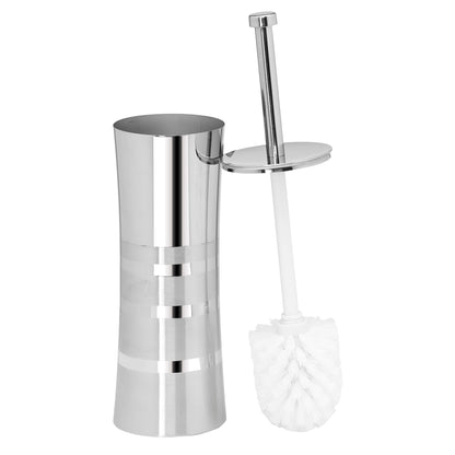 Bath Bliss Stainless Steel Toilet Brush and Holder in Two Tone - 3.94 x 3.94 x 14.17