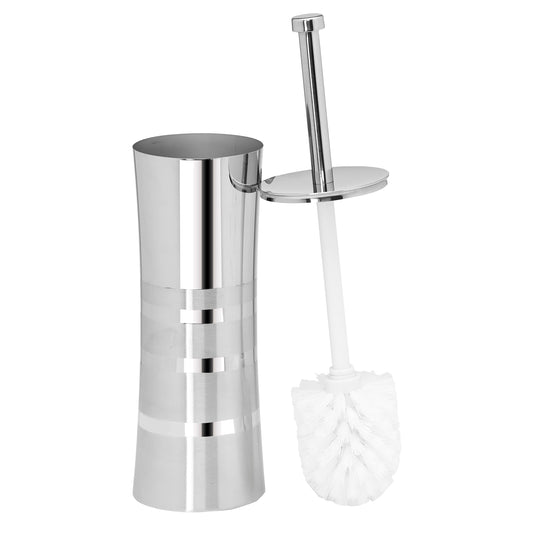 Bath Bliss Stainless Steel Toilet Brush and Holder in Two Tone - 3.94 x 3.94 x 14.17