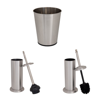 Bath Bliss Trash Can, Toilet Brush and Plunger 3 Piece Bathroom Set - 3 Piece Set