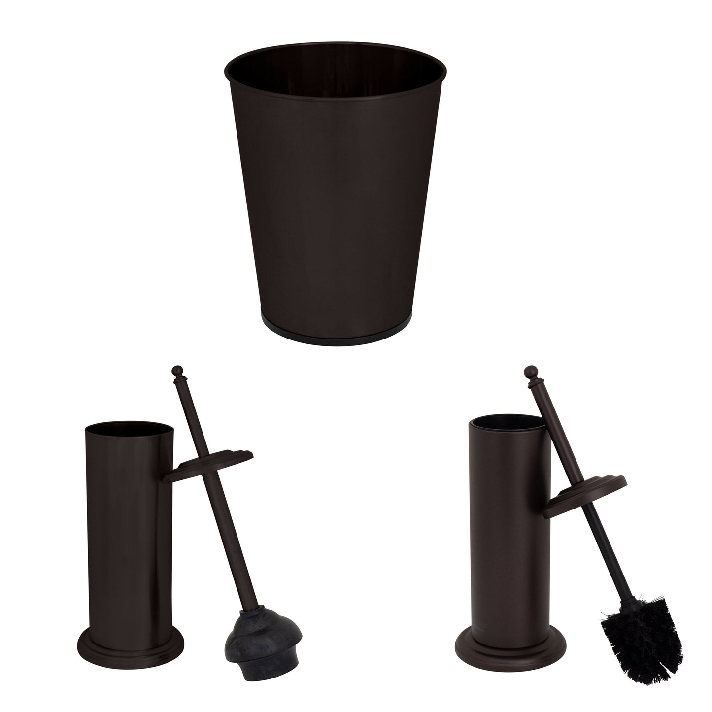 Bath Bliss Trash Can, Toilet Brush and Plunger 3 Piece Bathroom Set - 3 Piece Set