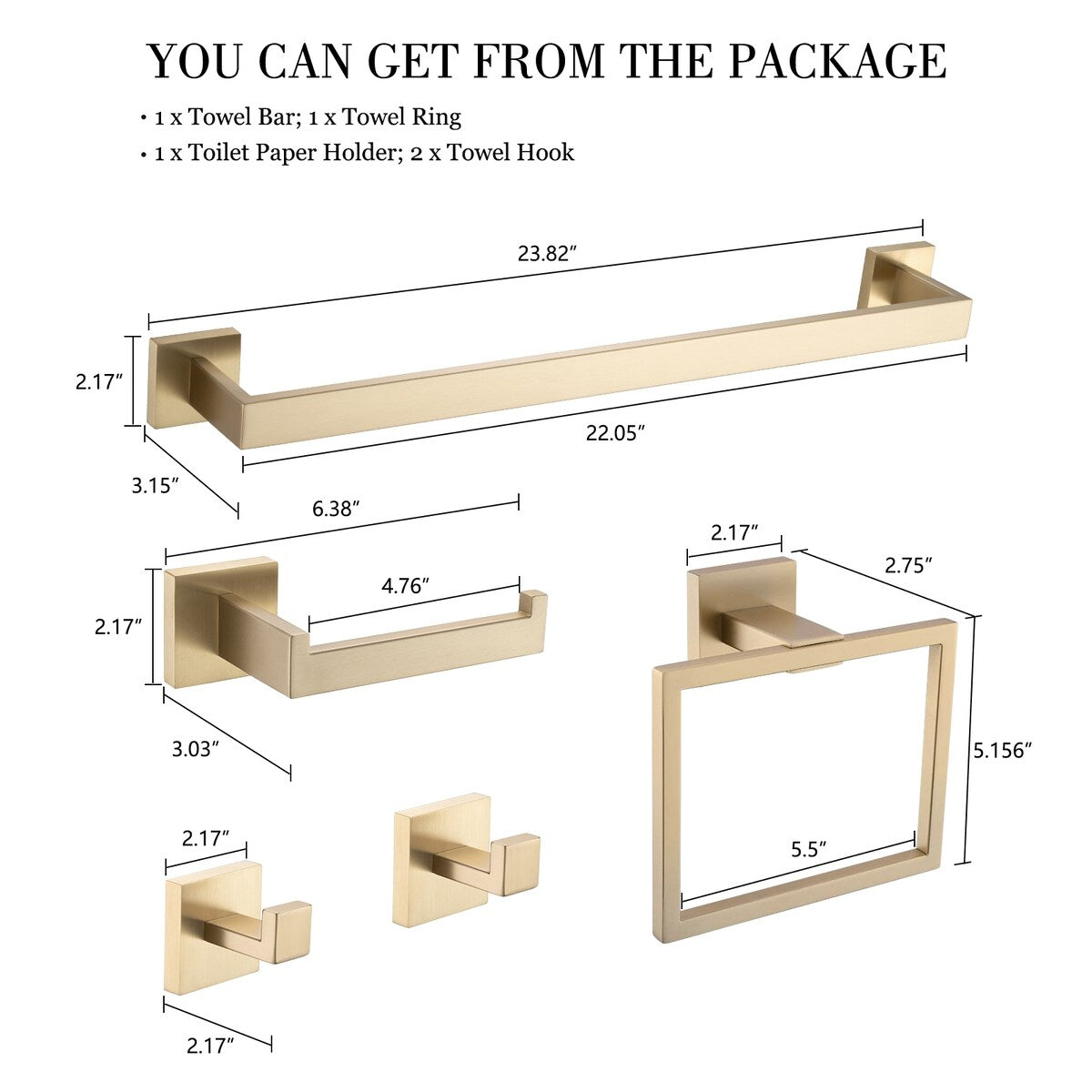 Bathlet 5-Piece Bath Hardware Set in Stainless Steel
