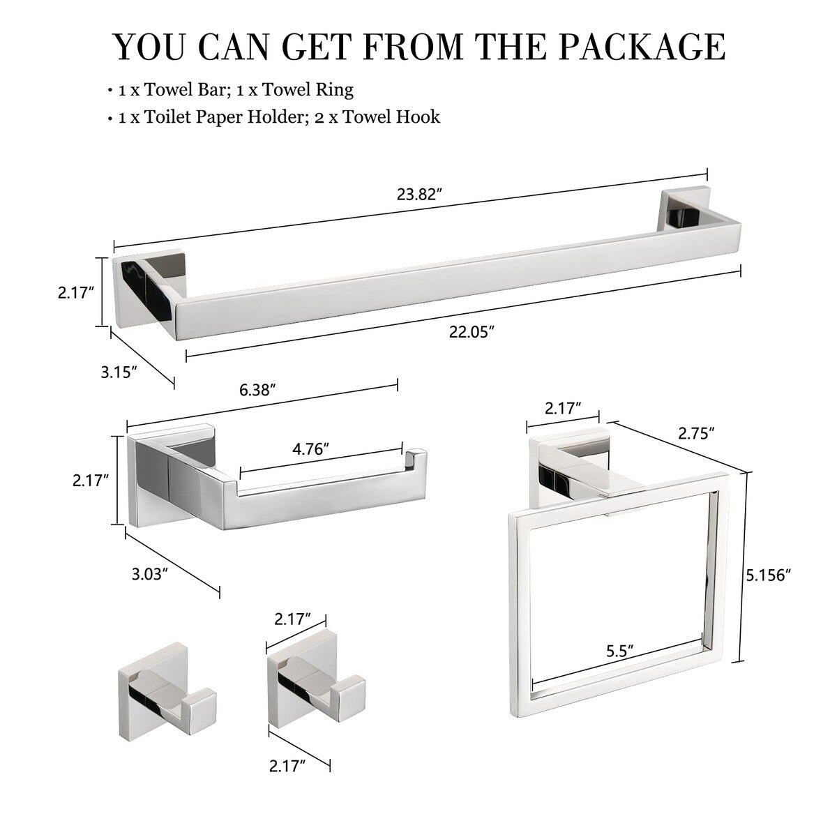Bathlet 5-Piece Bath Hardware Set in Stainless Steel