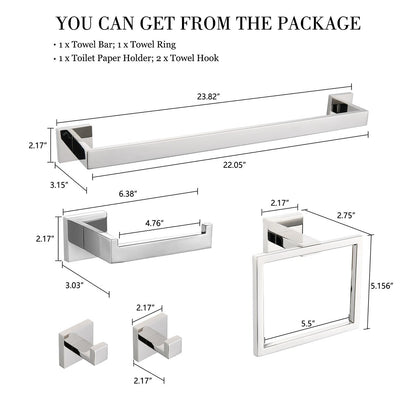 Bathlet 5-Piece Bath Hardware Set in Stainless Steel