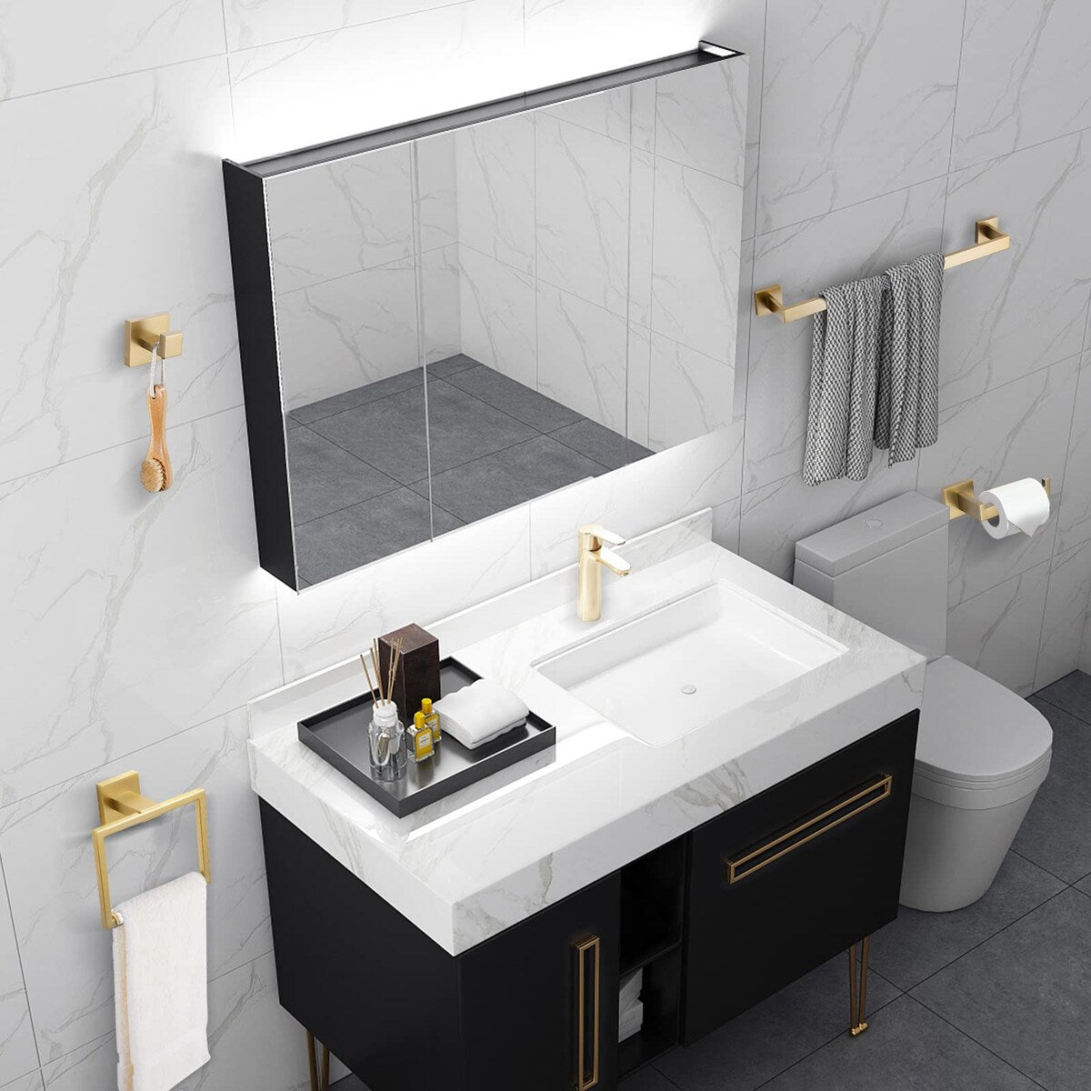 Bathlet 5-Piece Bath Hardware Set in Stainless Steel