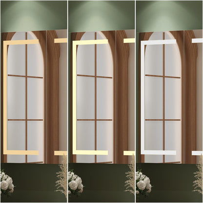 Bathroom Medicine Cabinet LED Mirror Anti-Fog 6000K Wall Cabinet White