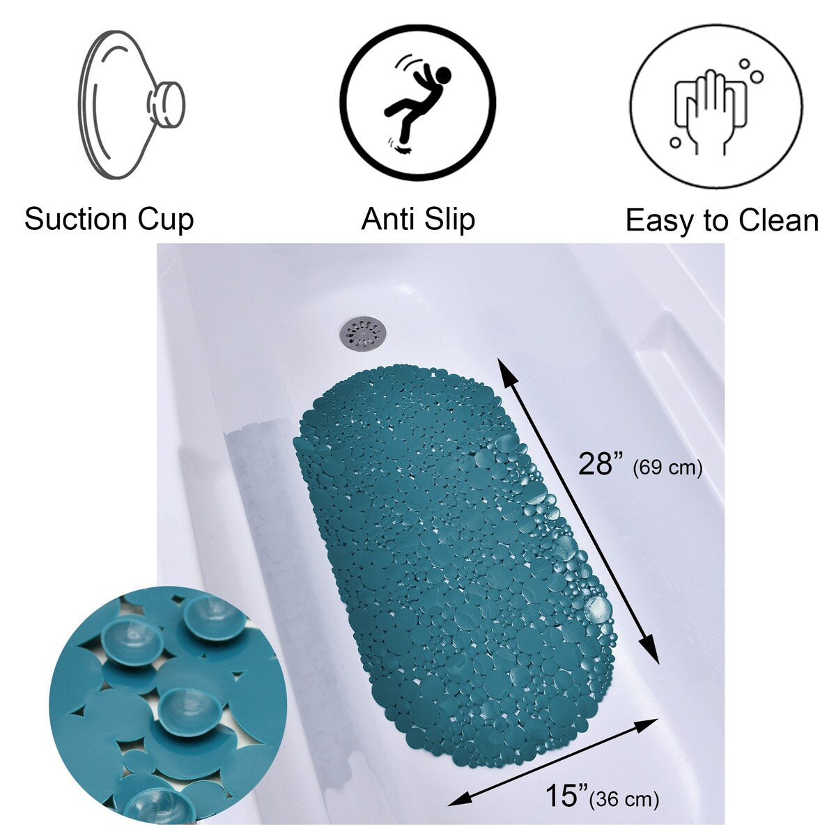 Bubbles Non-Slip Oval Bathtub Mat 28 L x 15 W