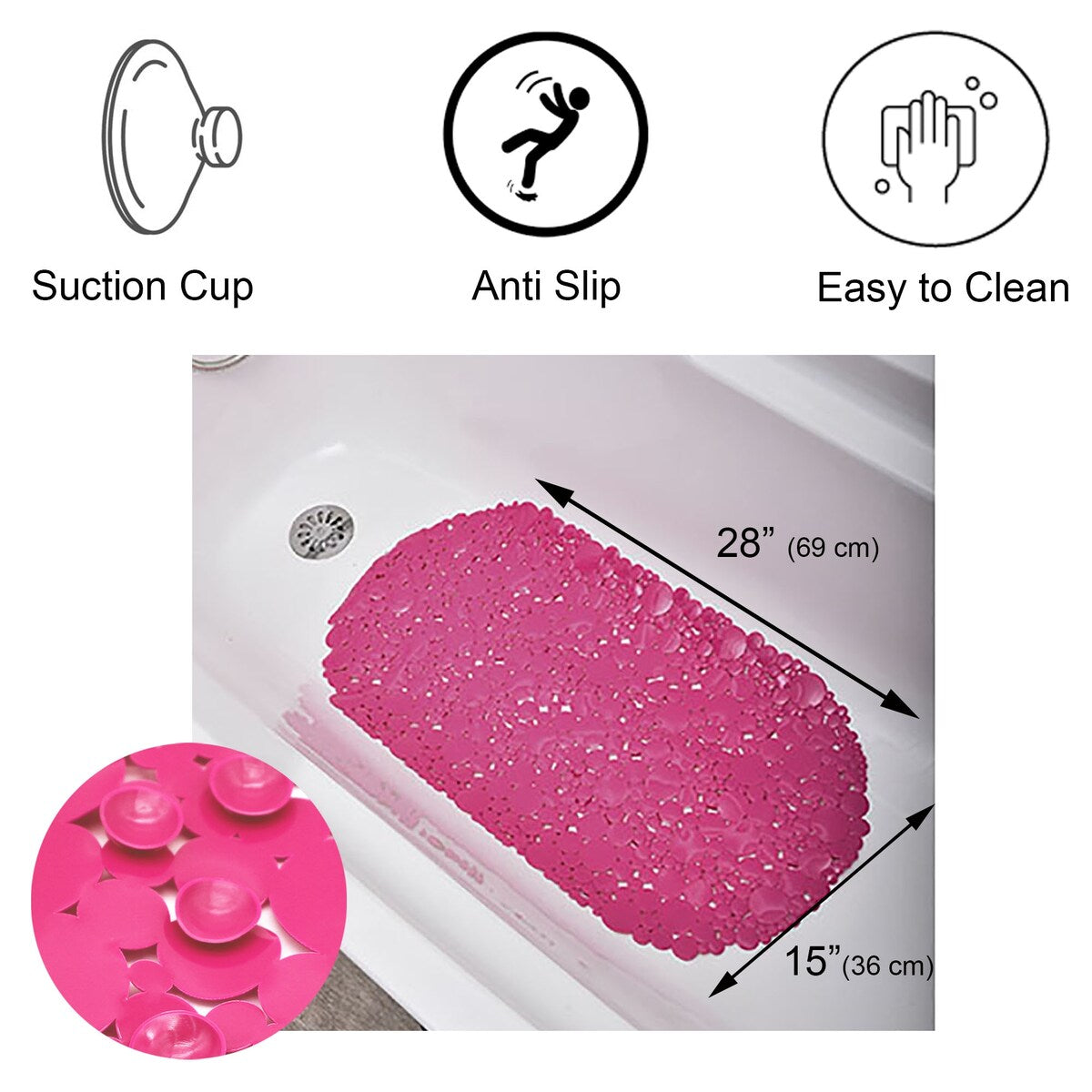 Bubbles Non-Slip Oval Bathtub Mat 28 L x 15 W